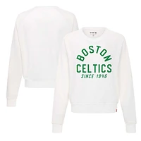 Women's Sportiqe White Boston Celtics Ashlyn Super Soft Raglan Pullover Sweatshirt