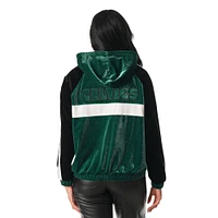 Veste de survêtement zippée en velours vert Kelly Boston Celtics The Wild Collective pour femme