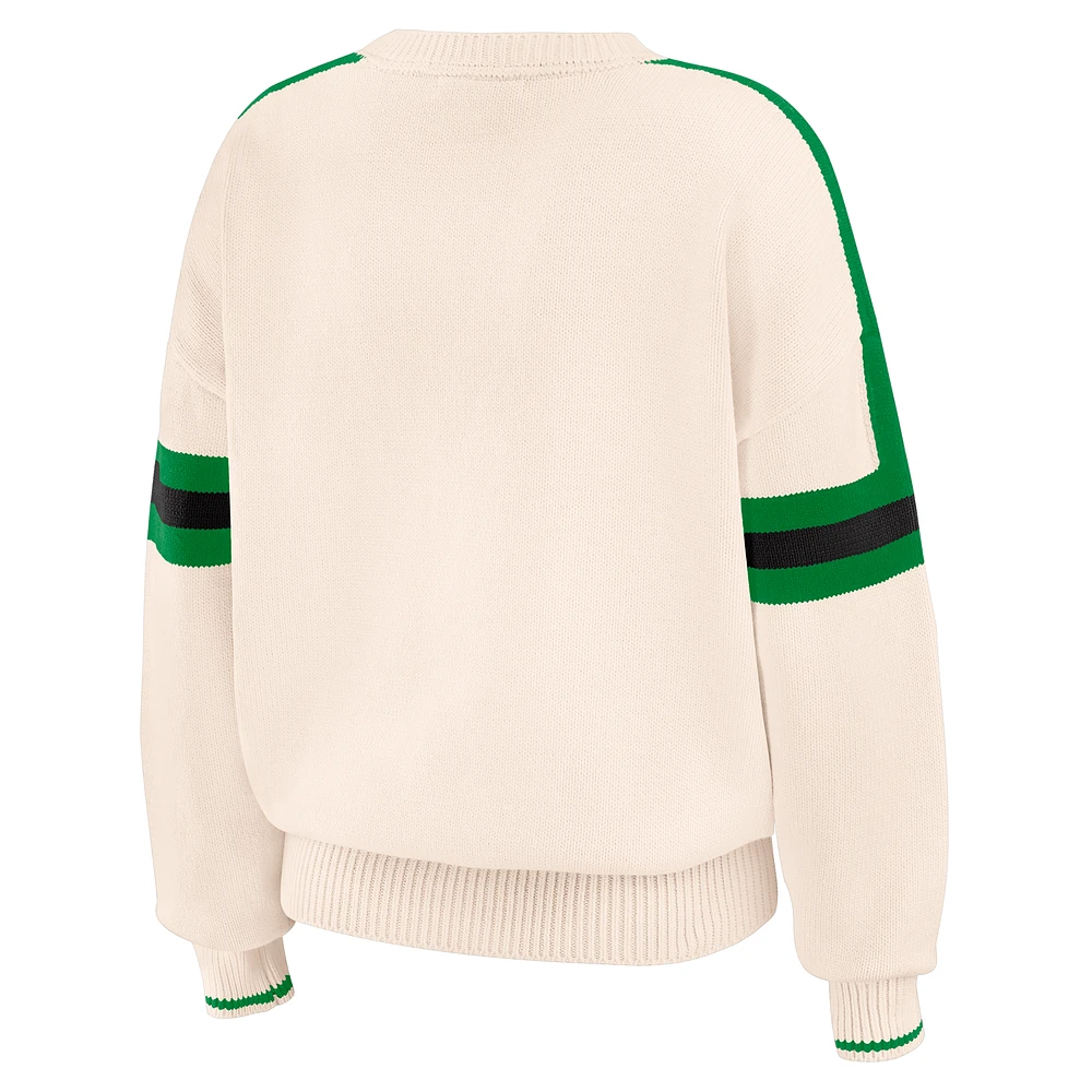 Pull à rayures crème Boston Celtics pour femme WEAR by Erin Andrews