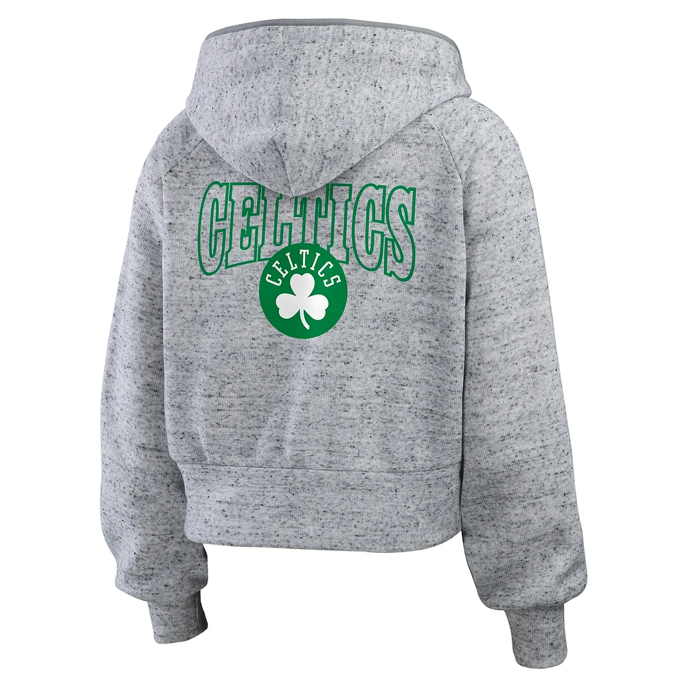 Women's WEAR by Erin Andrews Heather Gray Boston Celtics Speckled Radiator Full-Zip Hoodie