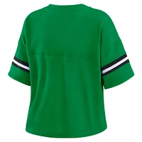 Women's WEAR by Erin Andrews Kelly Green Boston Celtics Color Block Boxy V-Neck T-Shirt