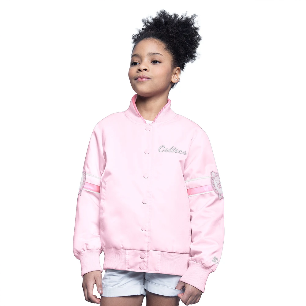 Youth Starter  Light Pink Boston Celtics Arena Full-Snap Varsity Jacket