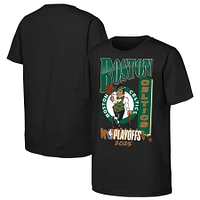 Youth Black Boston Celtics 2025 NBA Playoffs Hype T-Shirt