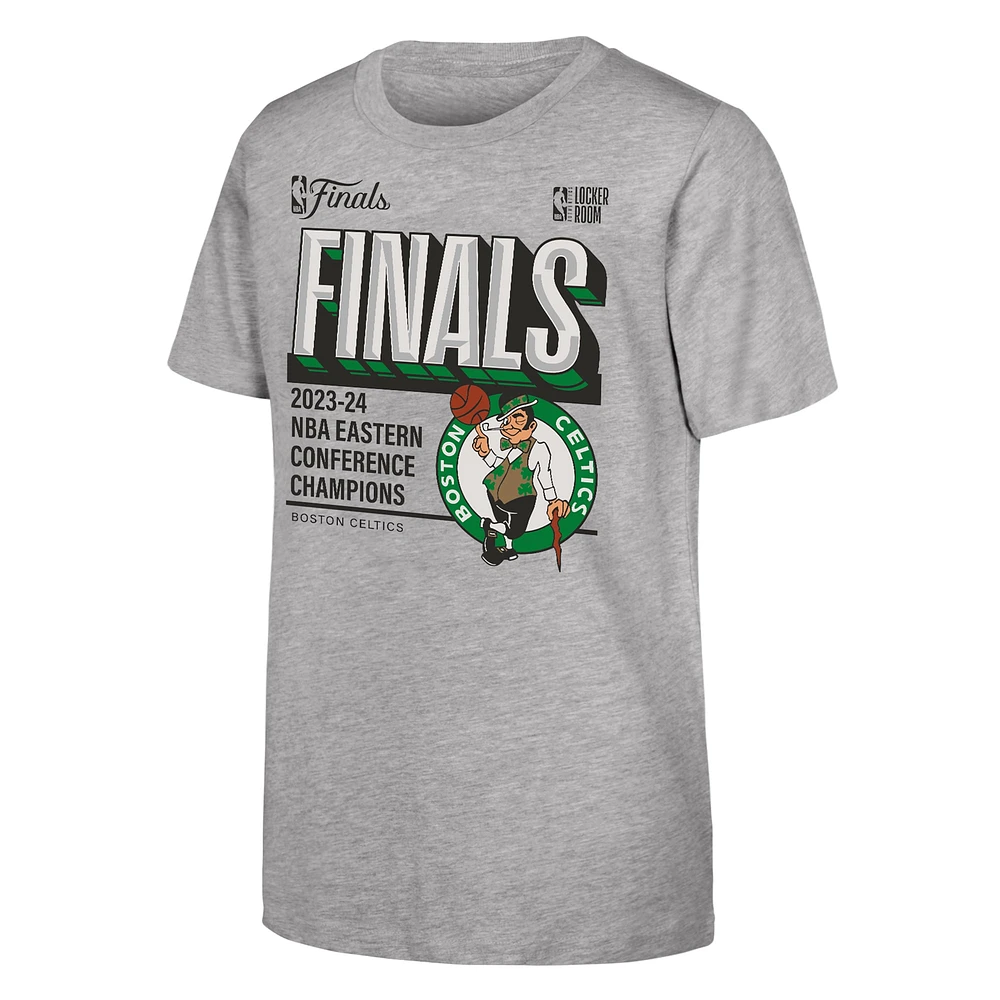 Youth Fanatics Heather Gray Boston Celtics 2024 Eastern Conference Champions Locker Room T-Shirt