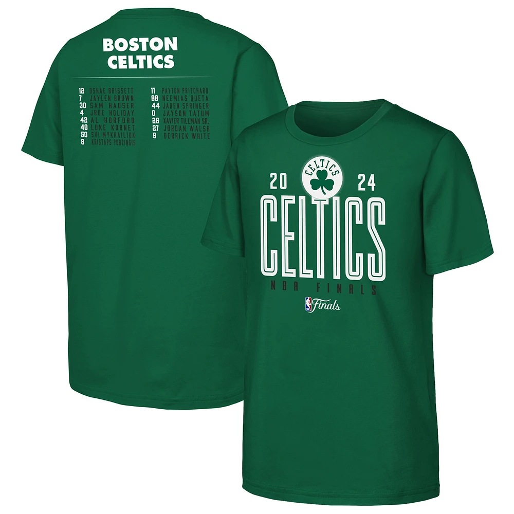 T-shirt pour jeunes fanatiques Kelly Green Boston Celtics 2024 NBA Finals Roster