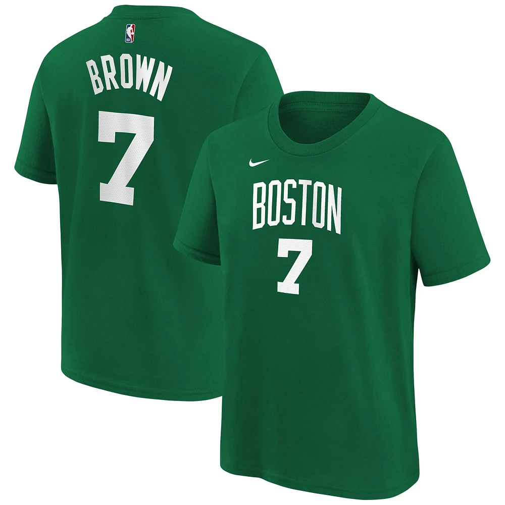 T-shirt avec nom et numéro d'icône des Boston Celtics pour jeunes Jaylen Brown Kelly Green