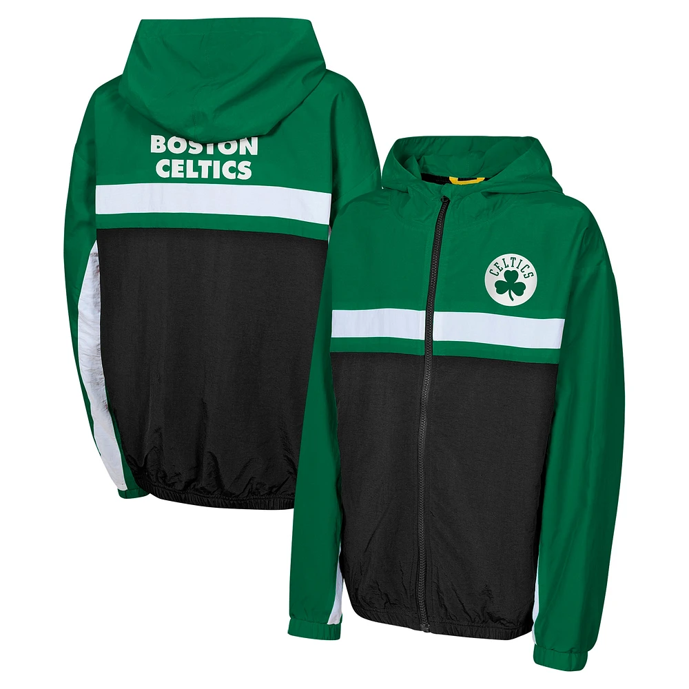 Veste à capuche zippée coupe-vent Boston Celtics Headliner pour jeunes Kelly Green