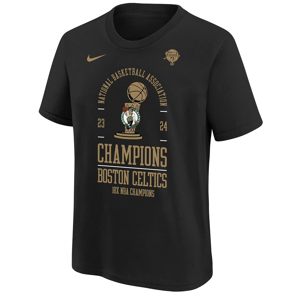 T-shirt Nike noir pour jeunes des Boston Celtics, 18 fois champions de la finale NBA, vestiaire