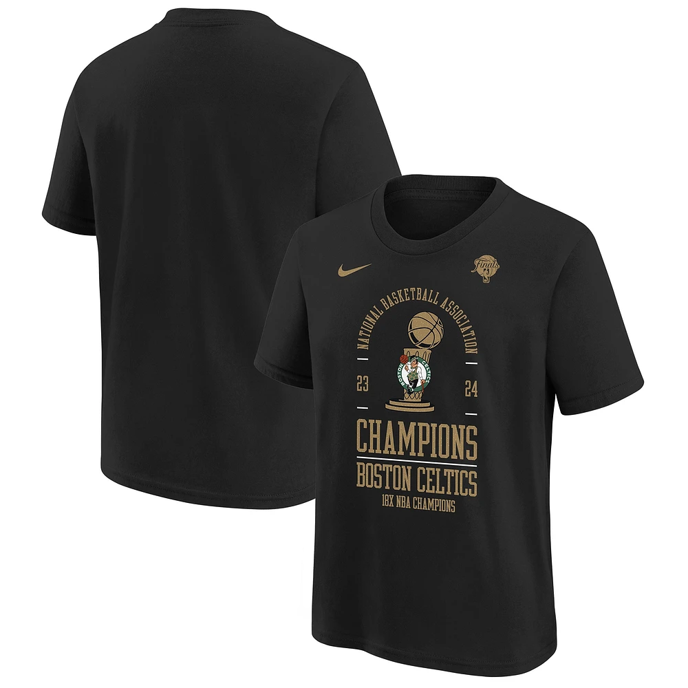 T-shirt Nike noir pour jeunes des Boston Celtics, 18 fois champions de la finale NBA, vestiaire