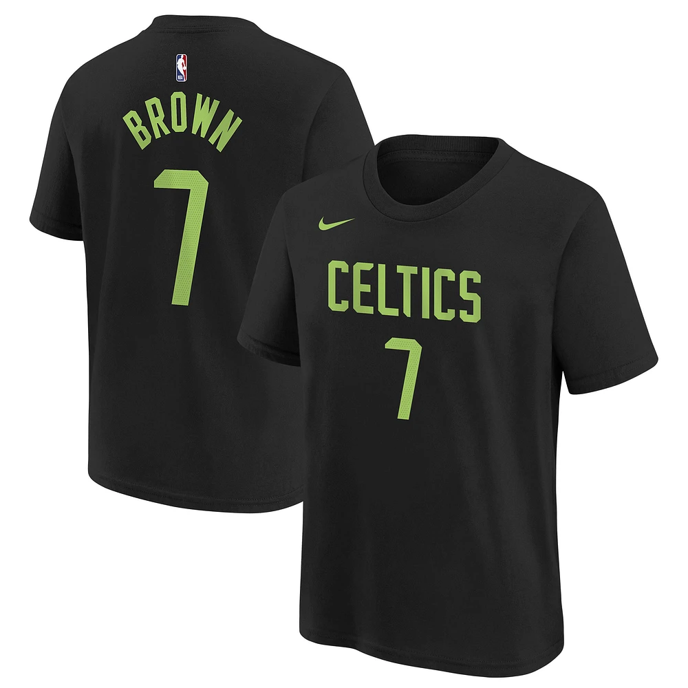 T-shirt Nike pour jeunes Jaylen Brown Black Boston Celtics 2024/25 City Edition avec nom et numéro