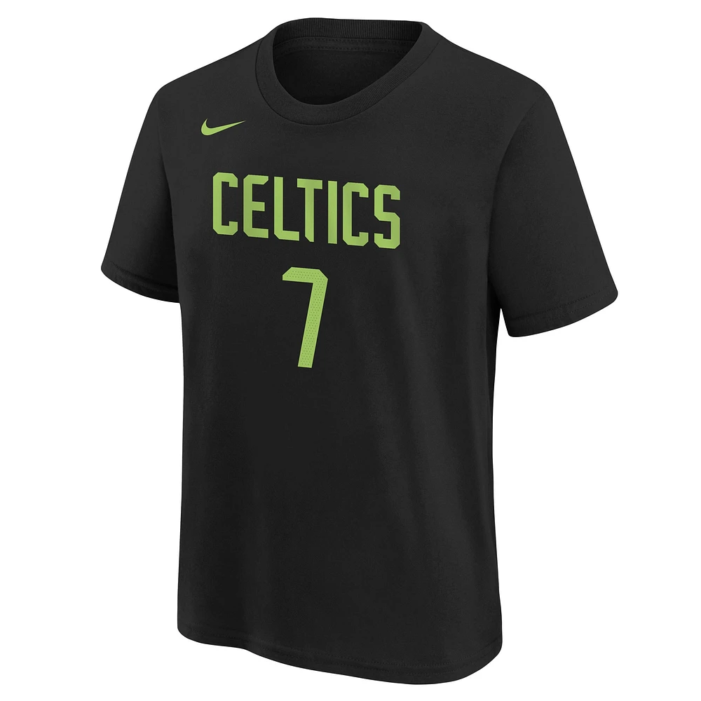 T-shirt Nike pour jeunes Jaylen Brown Black Boston Celtics 2024/25 City Edition avec nom et numéro