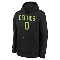 Youth Nike Jayson Tatum Black Boston Celtics 2024/25 City Edition Name & Number Pullover Hoodie