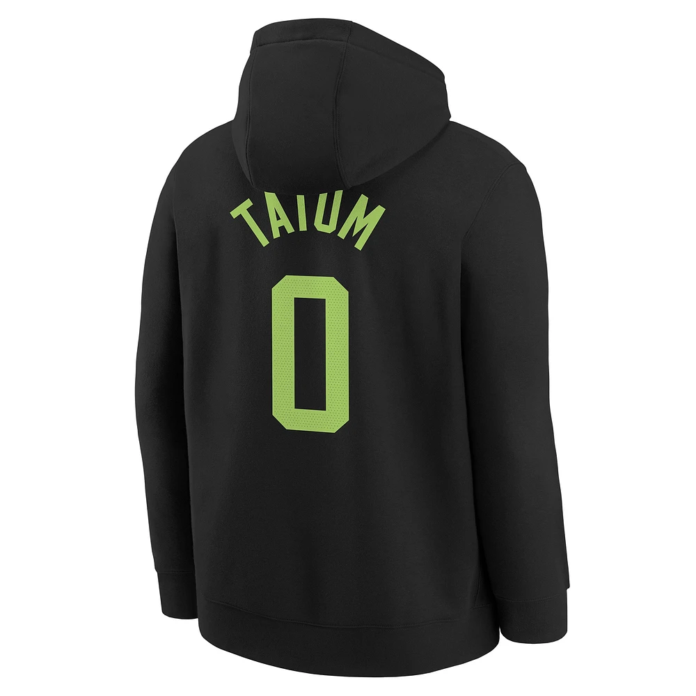 Youth Nike Jayson Tatum Black Boston Celtics 2024/25 City Edition Name & Number Pullover Hoodie