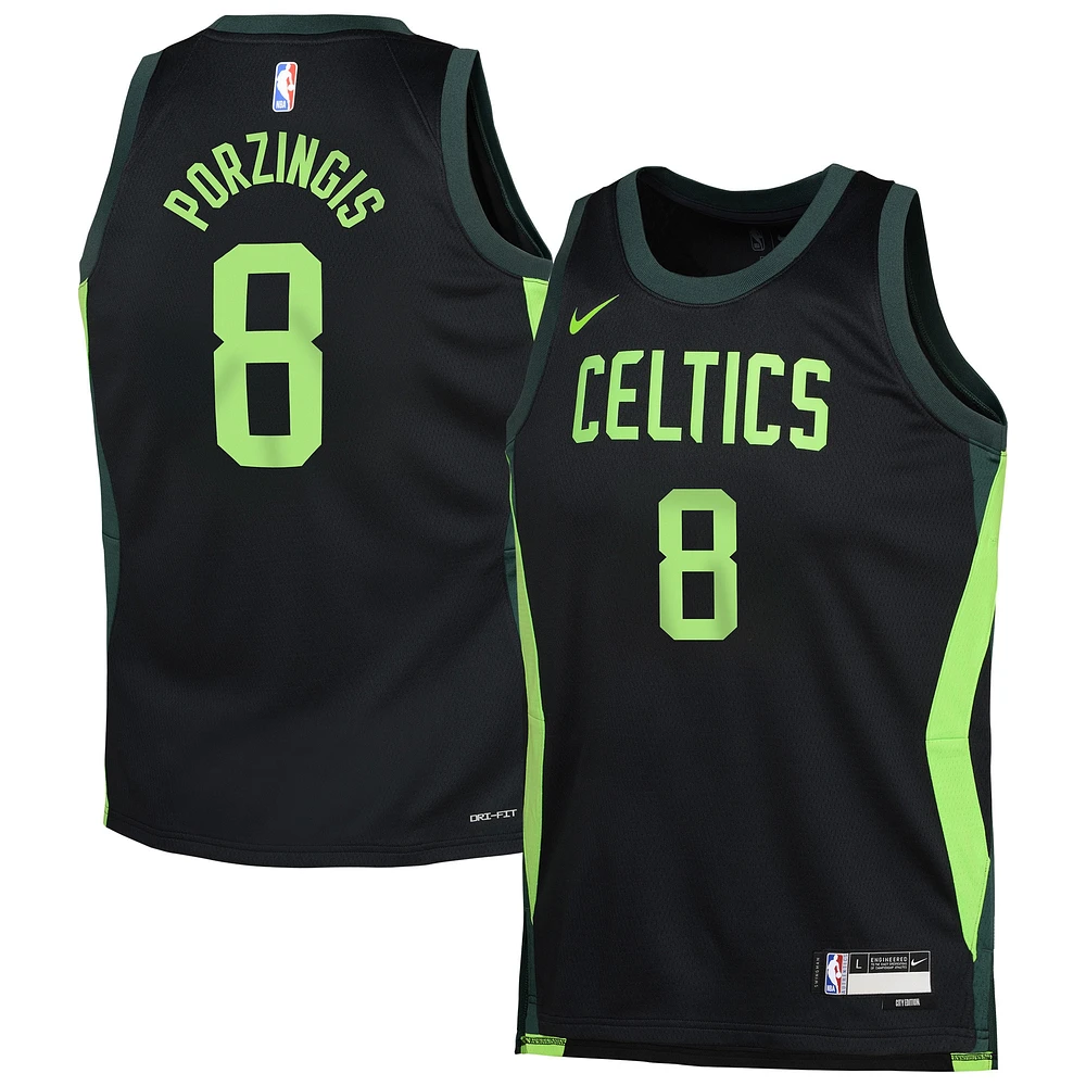 Youth Nike Kristaps Porzingis Black Boston Celtics 2024/25 Swingman Player Jersey - City Edition