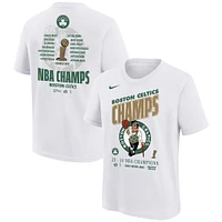 T-shirt Nike blanc pour jeunes des Boston Celtics 2024 NBA Finals Champions Celebration Roster