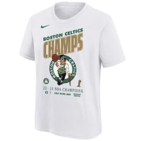 T-shirt Nike blanc pour jeunes des Boston Celtics 2024 NBA Finals Champions Celebration Roster