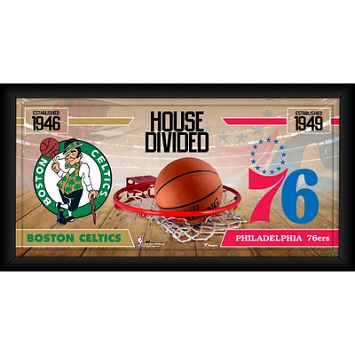 Collage encadré 10" x 20" des Celtics de Boston contre les 76ers de Philadelphie