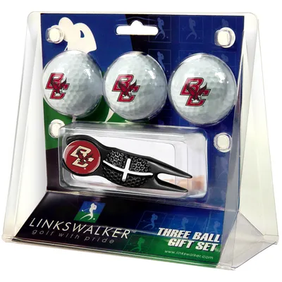 Boston College Eagles 3-Pack Golf Ball Gift Set with Black Crosshair Divot Tool