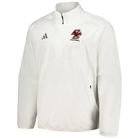 Veste adidas blanche Boston College Eagles Sideline AEROREADY Raglan Quarter-Zip pour hommes