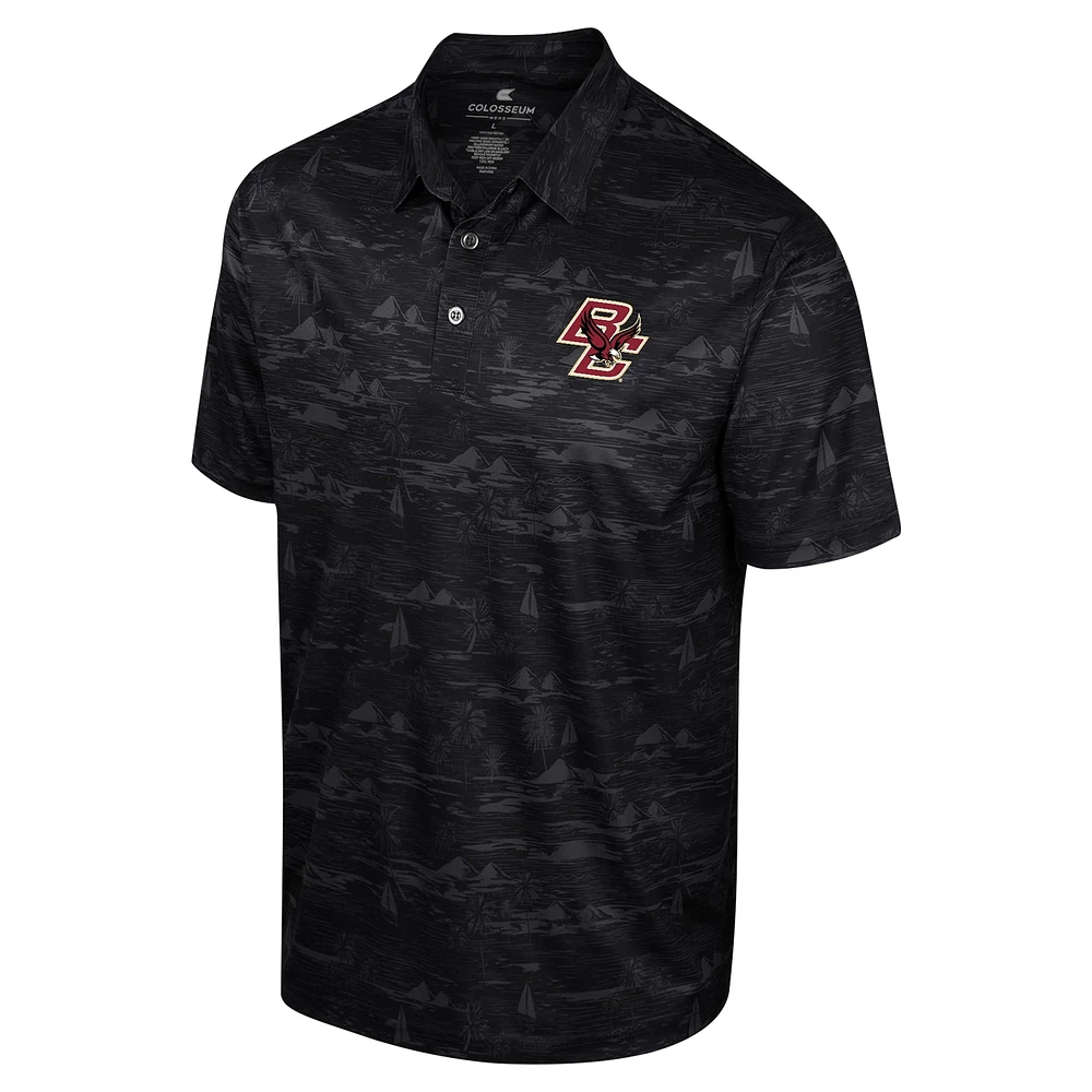 Men's Colosseum Black Boston College Eagles Daly Print Polo