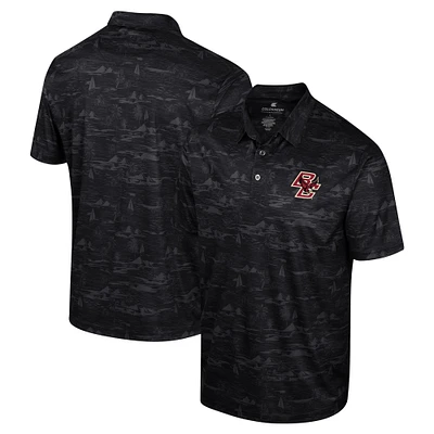 Men's Colosseum Black Boston College Eagles Daly Print Polo