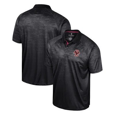 Polo à manches raglan en nid d'abeille Boston College Eagles noir Colosseum pour homme