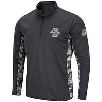 Men's Colosseum Charcoal Boston College Eagles OHT Military Appreciation Digital Camo Lightweight Quarter-Zip Pullover