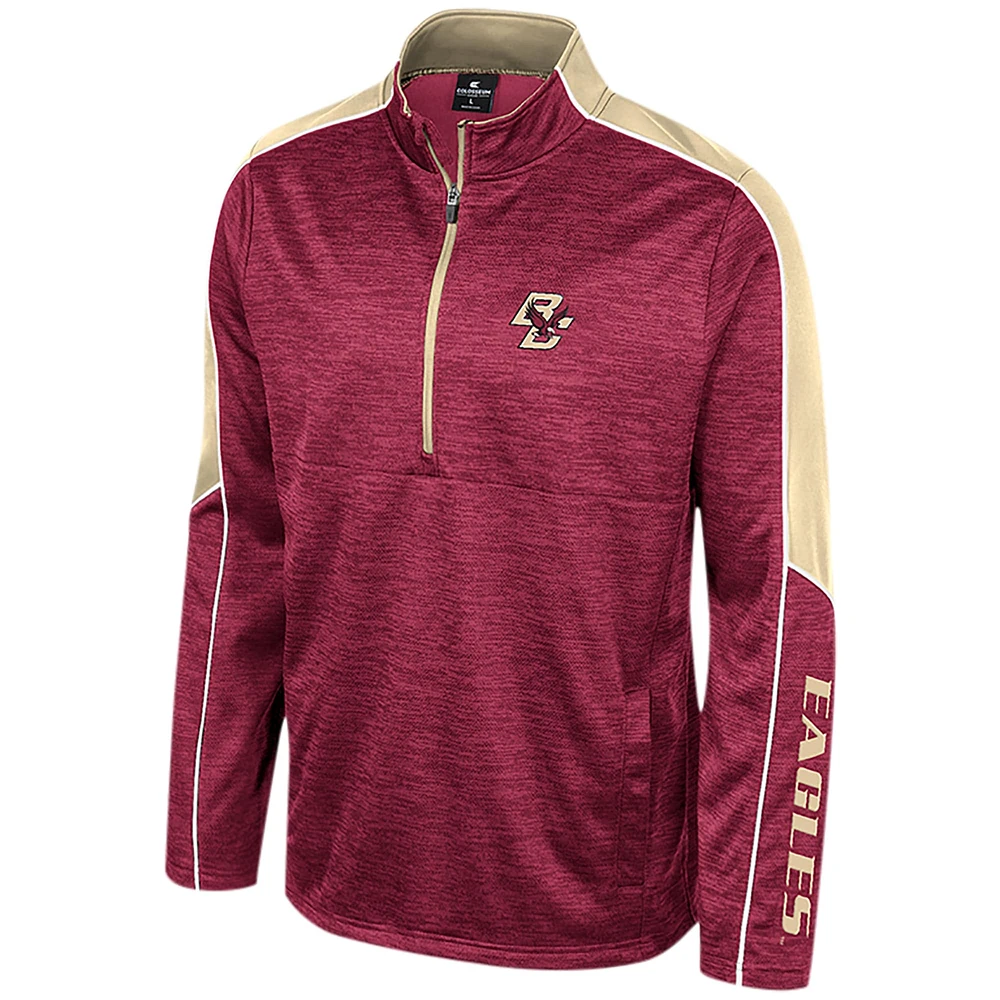 Men's Colosseum Garnet Boston College Eagles Marled Half-Zip Jacket