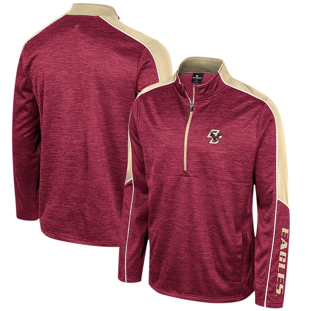 Men's Colosseum Garnet Boston College Eagles Marled Half-Zip Jacket