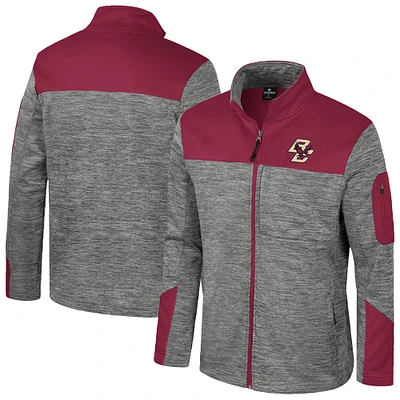 Veste zippée intégrale pour homme Colosseum Grey/Maroon Boston College Eagles Guard