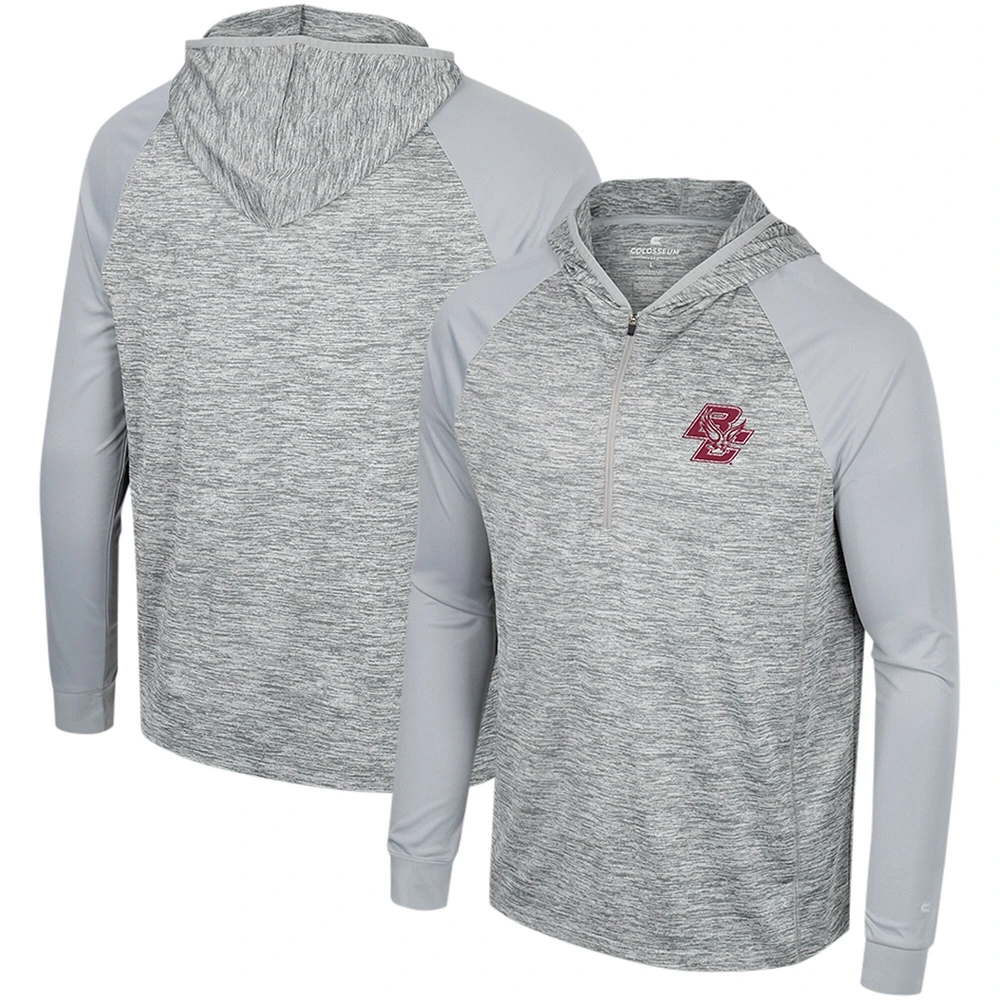 Haut à capuche cybernétique raglan quart de zip des Boston College Eagles Colosseum gris pour hommes