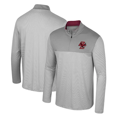 Men's Colosseum Gray Boston College Eagles Tuck Quarter-Zip Top