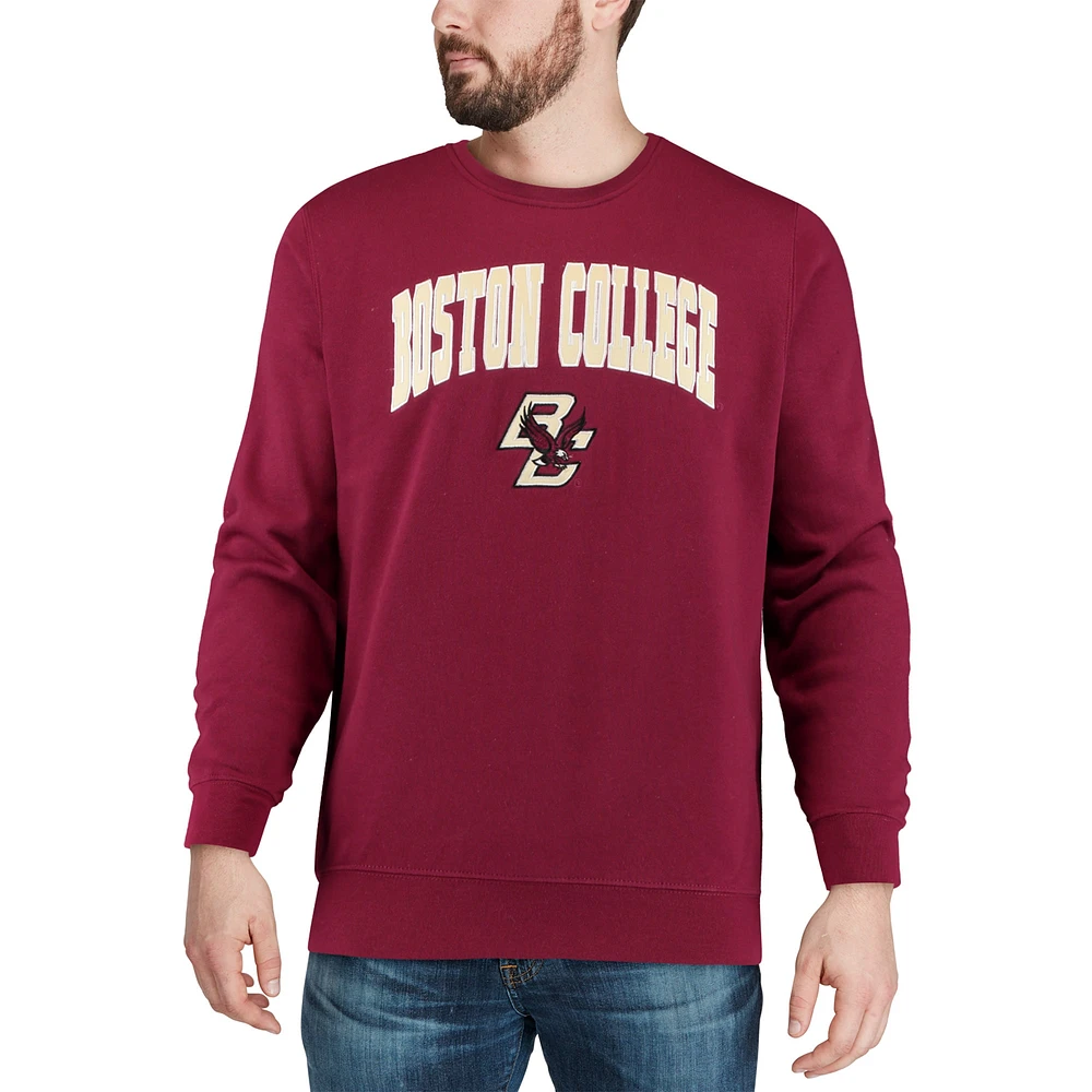 Men's Colosseum Maroon Boston College Eagles Arch & Logo Crew Neck Sweatshirt