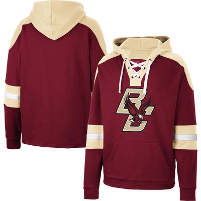 Men's Colosseum Maroon Boston College Eagles Lace-Up 4.0 Pullover Hoodie