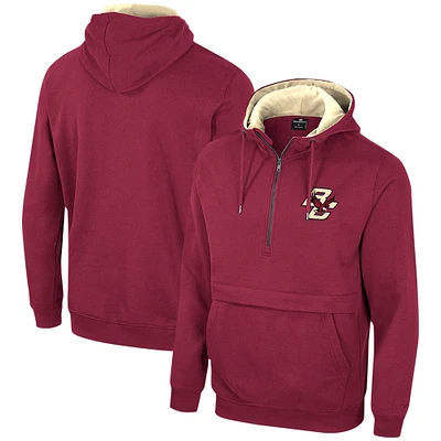 Sweat à capuche demi-zip pour hommes Colosseum Maroon Boston College Eagles Team