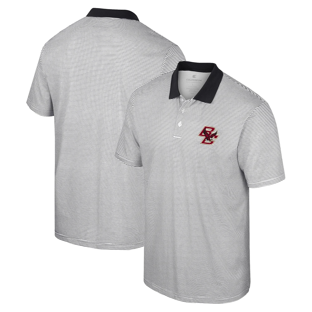 Men's Colosseum White Boston College Eagles Print Stripe Polo