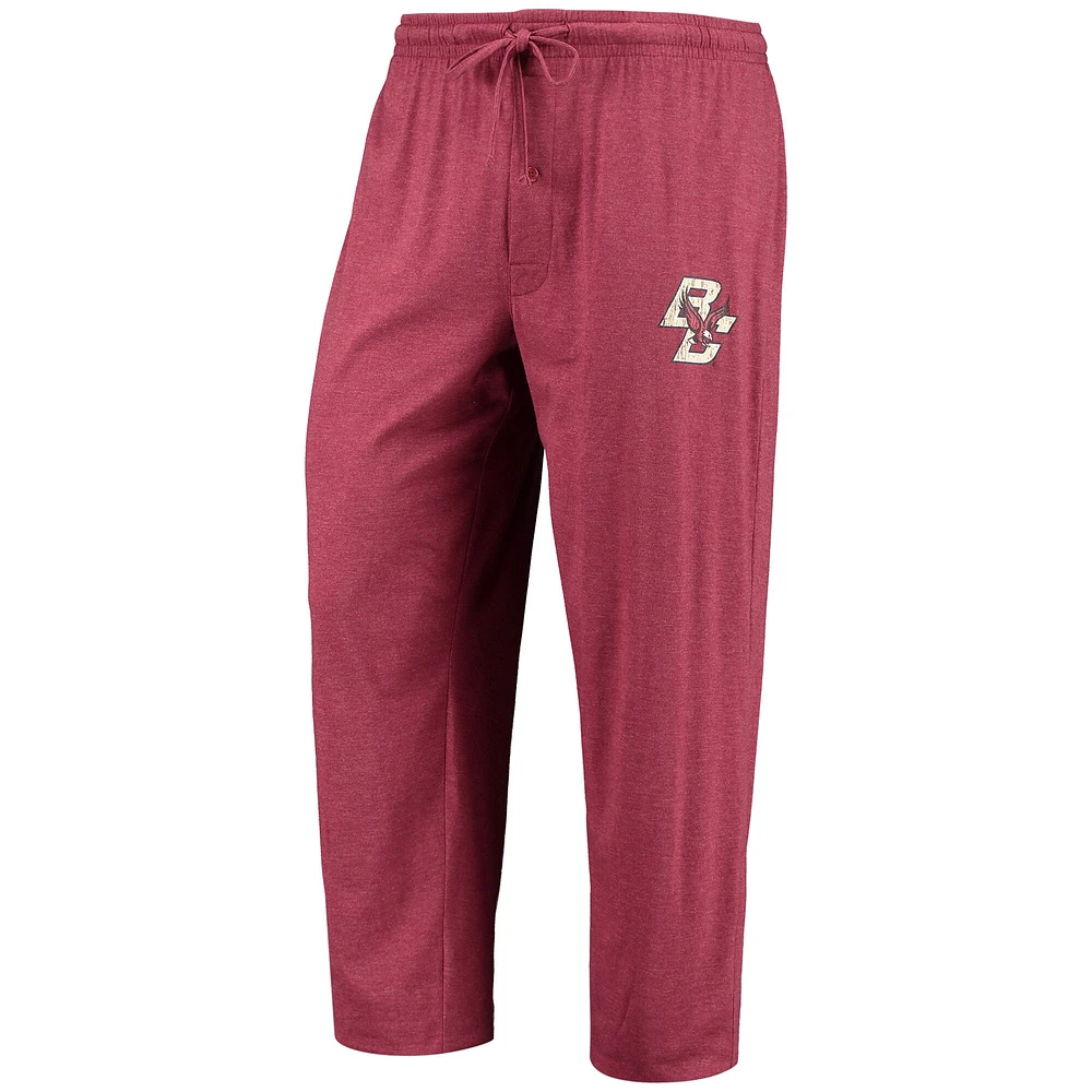 Concepts Sport Ensemble de nuit pour homme Bordeaux/anthracite chiné Boston College Eagles Meter T-shirt à manches longues et pantalon