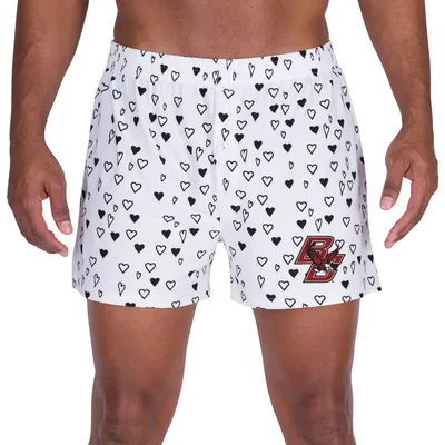 Boston College Eagles Concepts Sport Epiphany Allover Print Knit Boxer Shorts - White