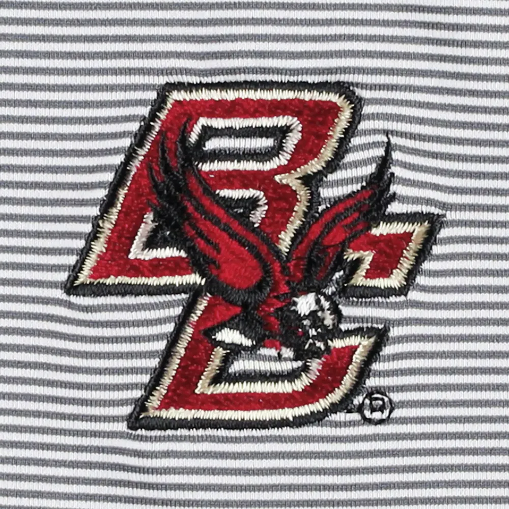 Men's Peter Millar Gray Boston College Eagles Jubilee Striped Performance Jersey Polo