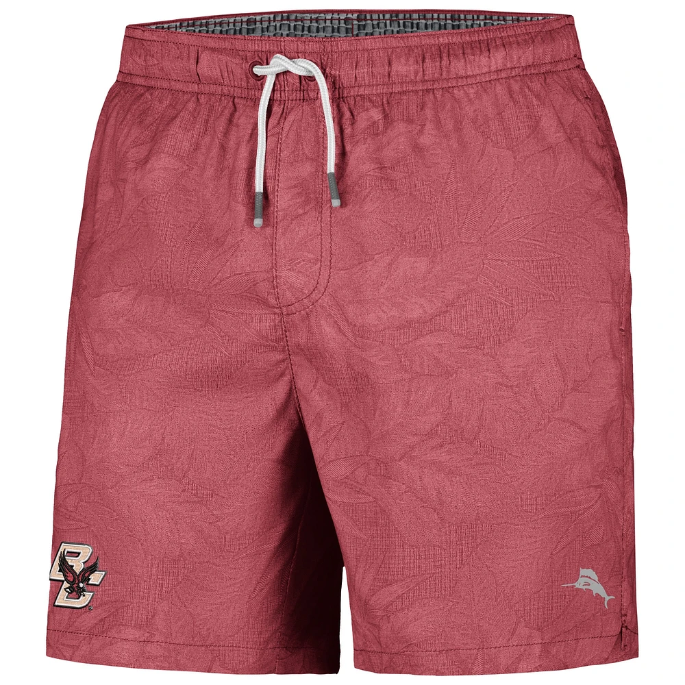 Men's Tommy Bahama Maroon Boston College Eagles Naples Layered Leaves Swim Trunks