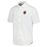 Men's Tommy Bahama White Boston College Eagles Coconut Point Palm Vista IslandZone Camp Button-Up Shirt