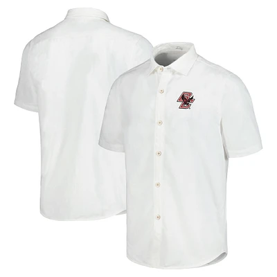 Men's Tommy Bahama White Boston College Eagles Coconut Point Palm Vista IslandZone Camp Button-Up Shirt