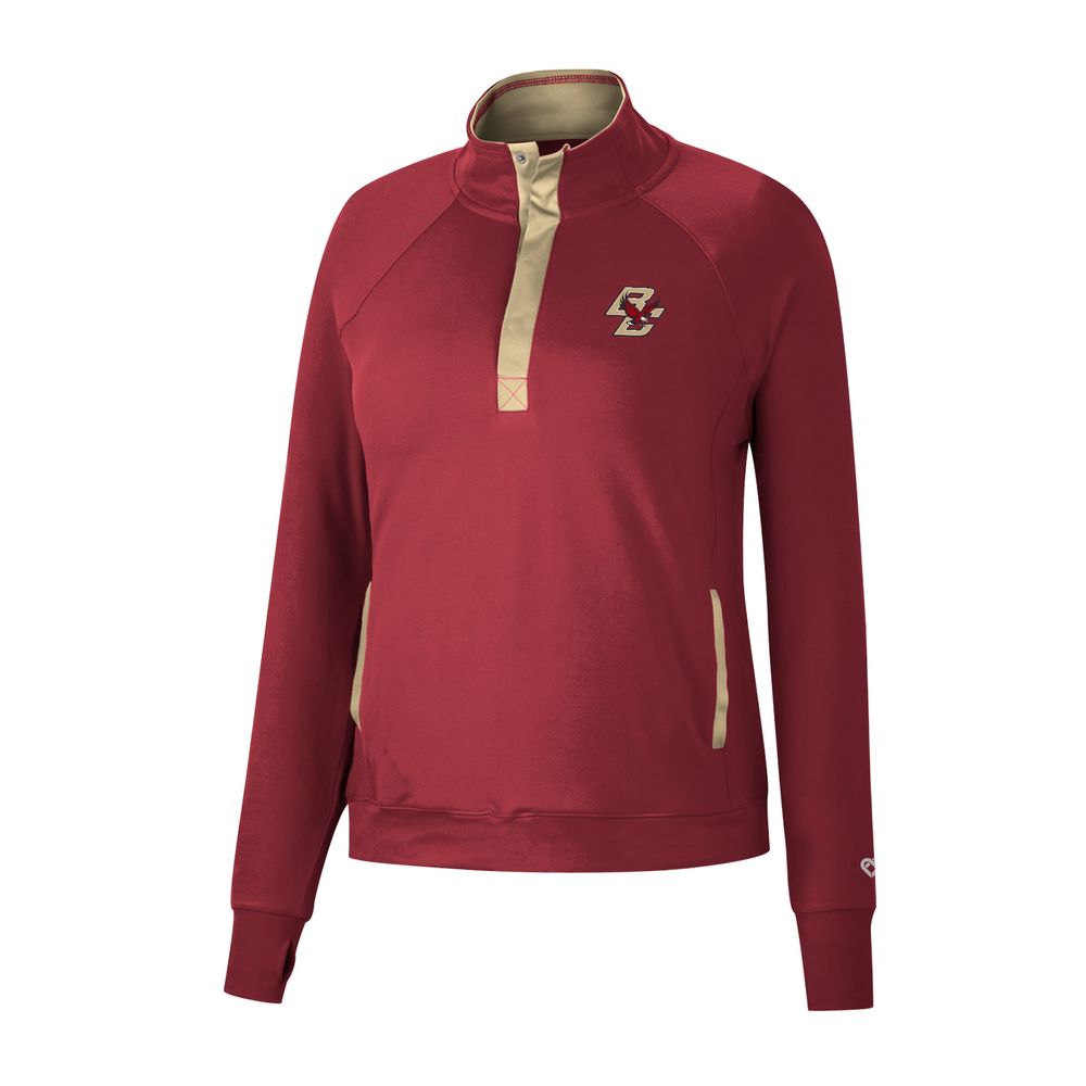 Women's Colosseum Maroon Boston College Eagles Kipling Raglan Quarter-Snap Top