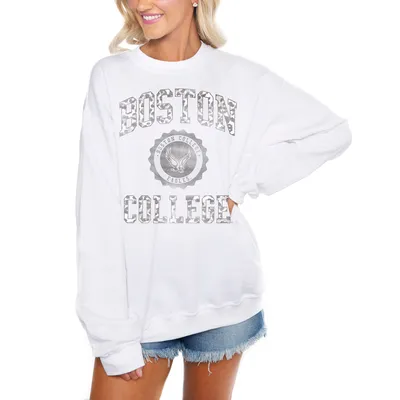 Women's Gameday Couture Gray Boston College Eagles Faded Wash Pullover  Sweatshirt