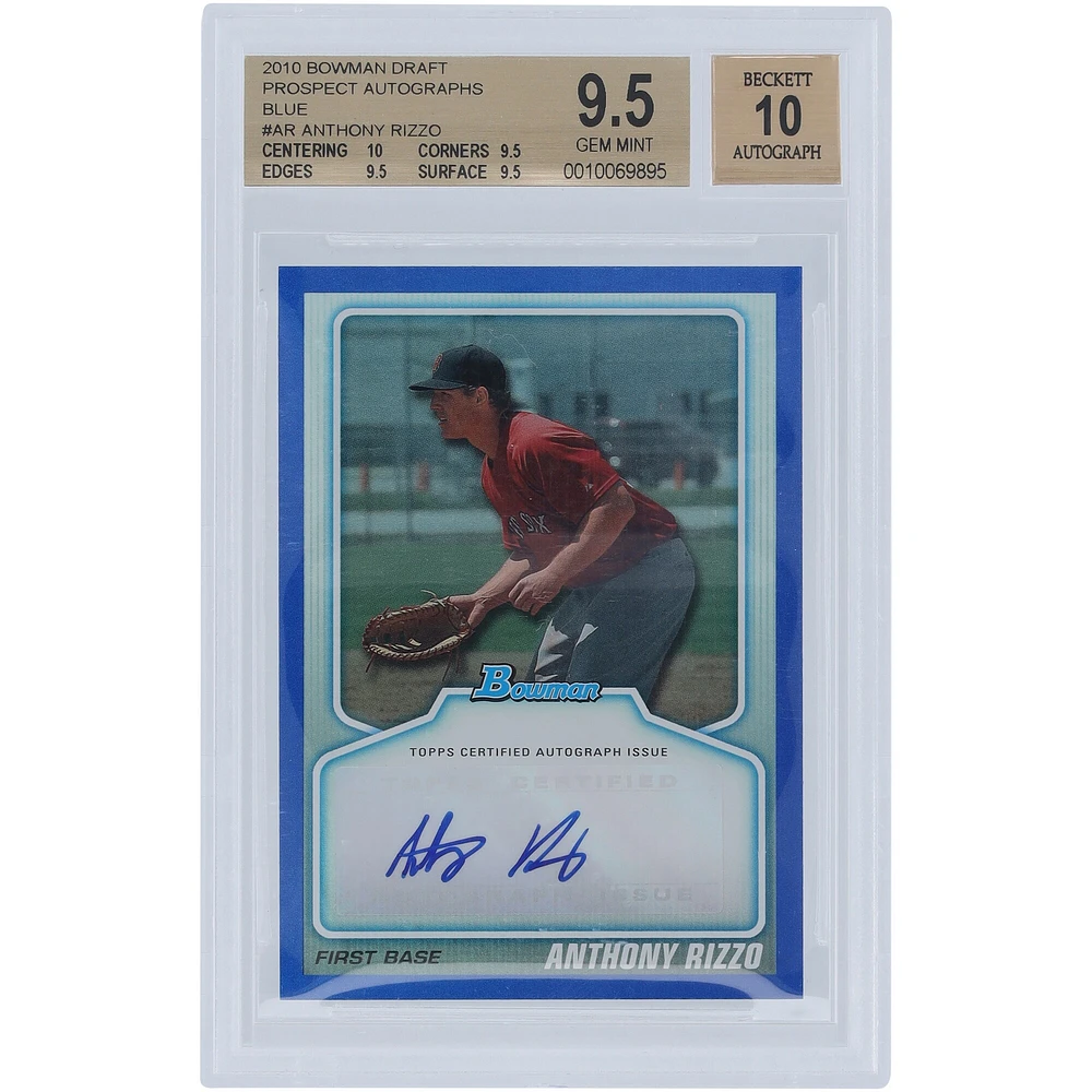Anthony Rizzo Boston Red Sox Autographié 2010 Bowman Draft Bleu #BPA-AR #104/199 BGS Authentifié 9.5/10 Carte