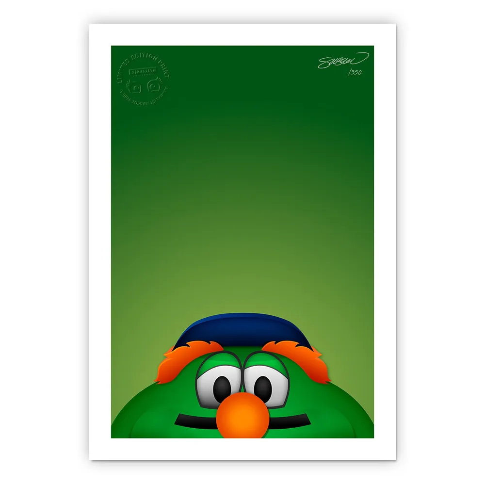 Boston Red Sox 14 x 20 Minimalist Wally The Green Monster Mascot Wall Art