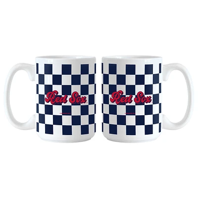 Lot de 2 tasses à motif de damier Boston Red Sox de 15 oz