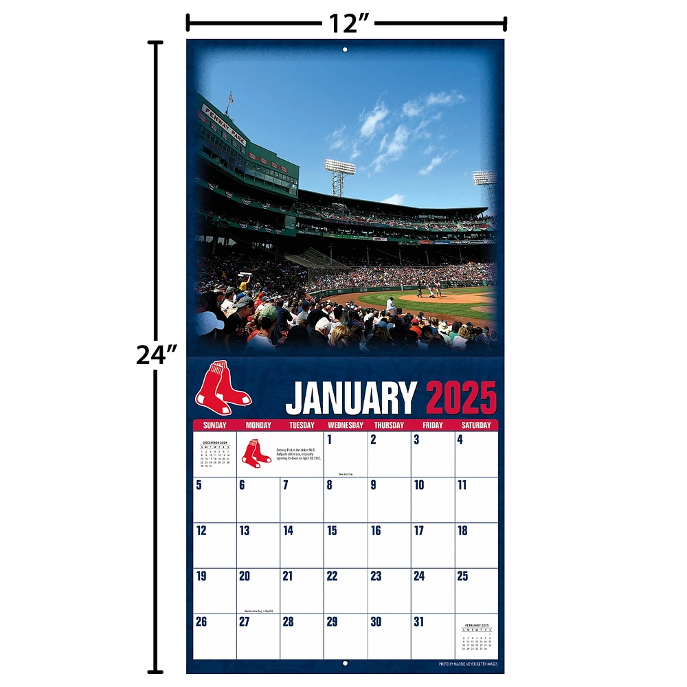 Calendrier mural du stade des Red Sox de Boston 2025 12" x 12"