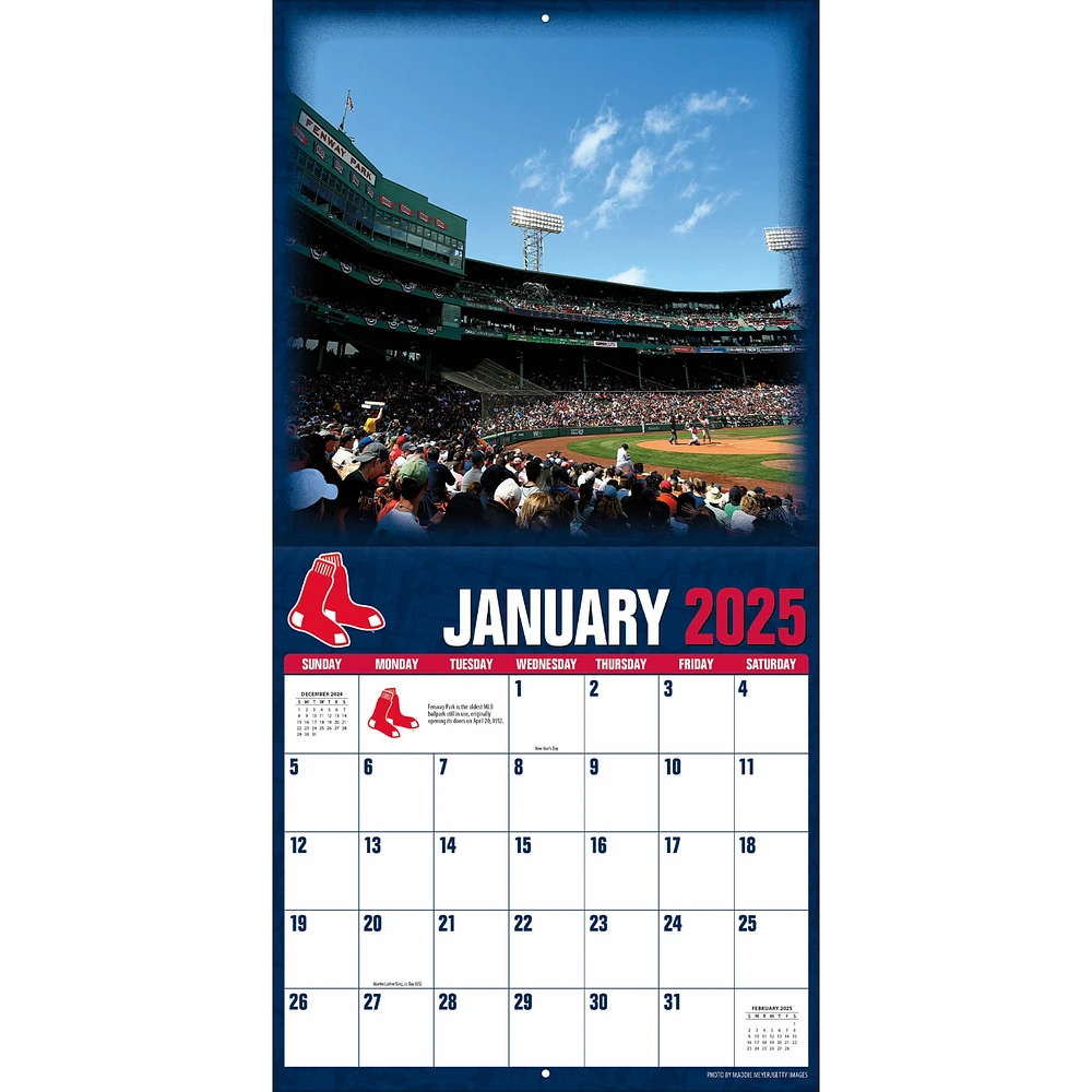 Calendrier mural du stade des Red Sox de Boston 2025 12" x 12"