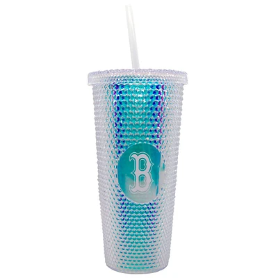 Red Sox de Boston 24oz. Gobelet de voyage clouté irisé avec paille